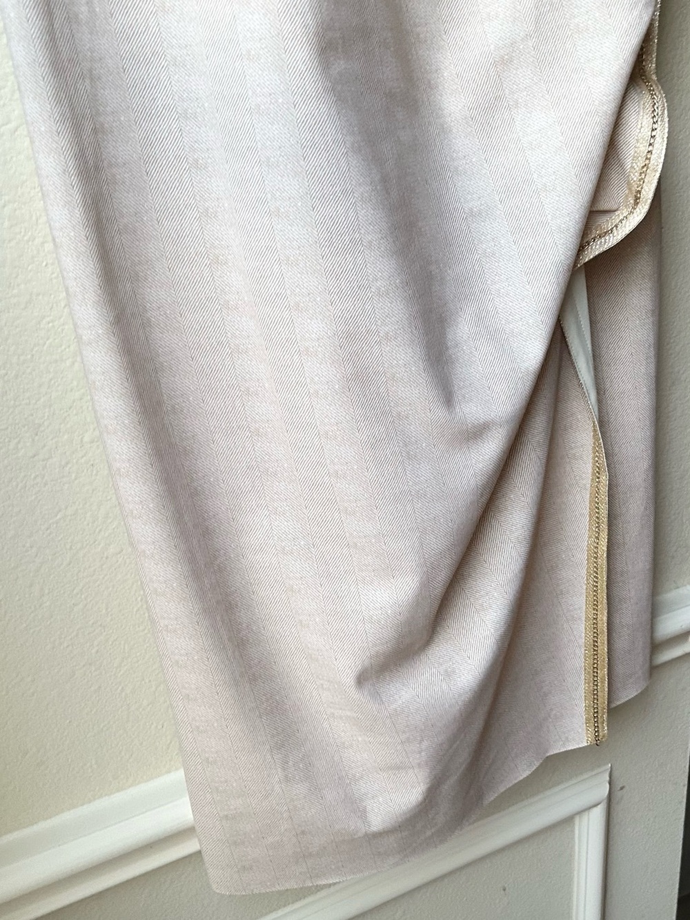 Chiara Boni La Petite Robe Draped Faux Wrap Dress Pullover Cream Chevron Sz XL - Picture 6 of 14